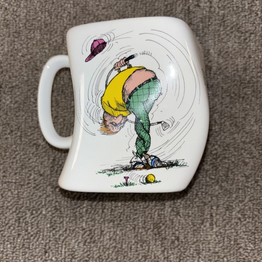 Vintage 1991 Golf Coffee Mug Humor Square Over Swing 3 Sided Graphic